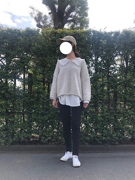 「襟付きトップス」｜「アイテム（スリッポン）」を使った、わいさん（レディース・162cm）の春コーディネート