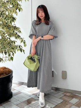 「ギンガムチェックワンピース」｜Ruiさん（レディース・153cm）の春コーディネート