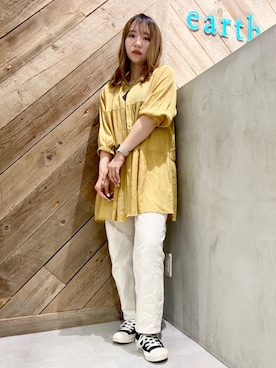 「earth music&ecology（アースミュージックアンドエコロジー）のアイテム（その他トップス）」を使った、Ruiさん（レディース・153cm）の春コーディネート
