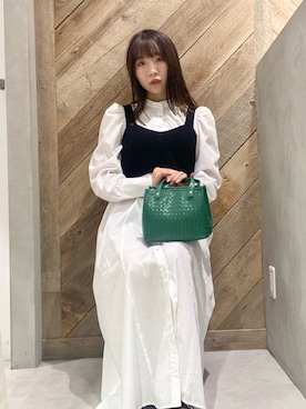 「袖ボリューム」｜「アイテム（シャツワンピース）」を使った、Ruiさん（レディース・154cm）の夏コーディネート