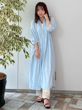 「レーヨンシャツ」｜「アイテム（ワンピース/ドレス）」を使った、Ruiさん（レディース・153cm）の夏コーディネート