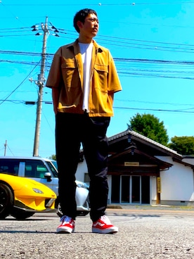 「VANS（バンズ）のアイテム（スニーカー、レッド系）」を使った、SHIINAさん（メンズ・175cm）の夏コーディネート