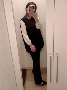 「mystic（ミスティック）のセンターステッチフレアデニム（デニムパンツ）」を使った、リーさん（レディース・162cm）の春コーディネート