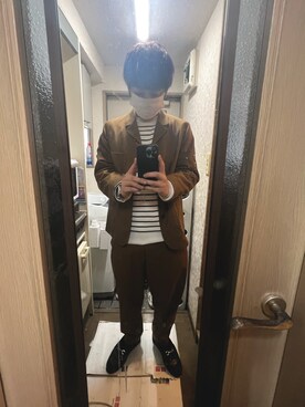 「TAKA-Q（タカキュー）のアイテム（トップス）」を使った、𝐖𝐨𝐨𝐝𝐲🌙さん（メンズ・168cm）の春コーディネート