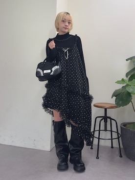 「アイテム（チュニック）」を使った、カフェ店長aoiさん（レディース・147cm）の冬コーディネート