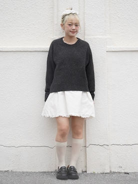 「セーター」｜カフェ店長aoiさん（レディース・147cm）の春コーディネート