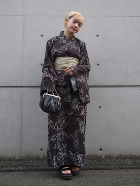 「浴衣」｜カフェ店長aoiさん（レディース・147cm）の秋コーディネート