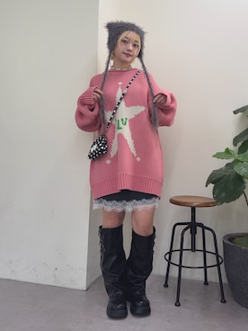 「アイテム（パーカー）」を使った、カフェ店長aoiさん（レディース・147cm）の冬コーディネート