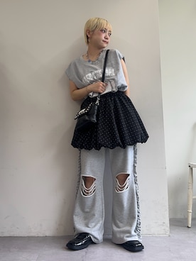 「アイテム（バッグ）」を使った、カフェ店長aoiさん（レディース・147cm）の夏コーディネート