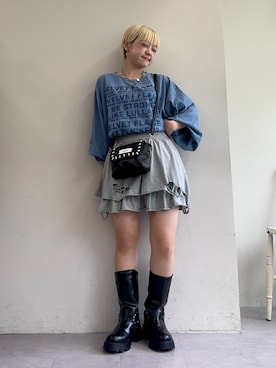 「アイテム（バッグ）」を使った、カフェ店長aoiさん（レディース・147cm）の夏コーディネート