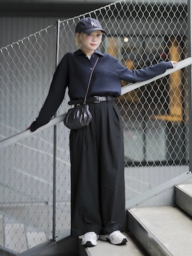 「アイテム（キャップ）」を使った、カフェ店長aoiさん（レディース・147cm）の秋コーディネート