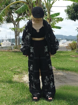 「TODAYFUL（トゥデイフル）のアイテム（その他パンツ）」を使った、カフェ店長aoiさん（レディース・147cm）の夏コーディネート