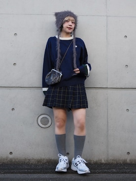 「New Balance」｜「アイテム（その他）」を使った、カフェ店長aoiさん（レディース・147cm）の冬コーディネート