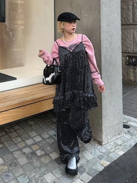 「アイテム（チュニック）」を使った、カフェ店長aoiさん（レディース・147cm）の秋コーディネート