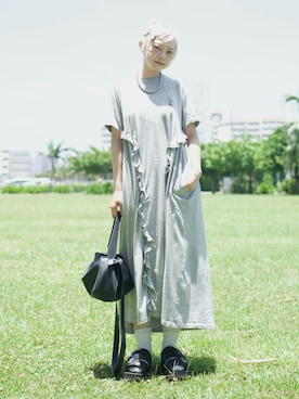 「TOGA(トーガ)のアイテム」を使った、カフェ店長aoiさん(レディース・147cm)の夏コーディネート
