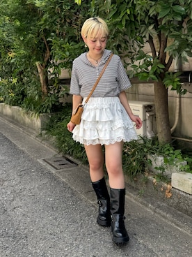 「フーディー」｜カフェ店長aoiさん（レディース・147cm）の夏コーディネート