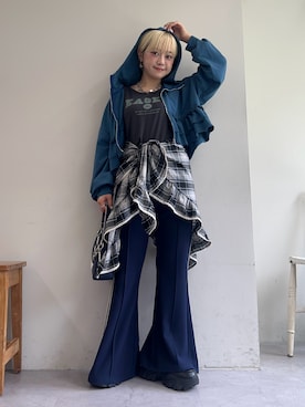 「アイテム（トートバッグ）」を使った、カフェ店長aoiさん（レディース・147cm）の夏コーディネート