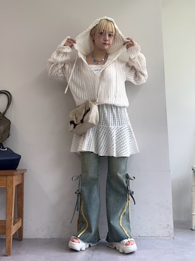 「アイテム（バッグ）」を使った、カフェ店長aoiさん（レディース・147cm）の夏コーディネート