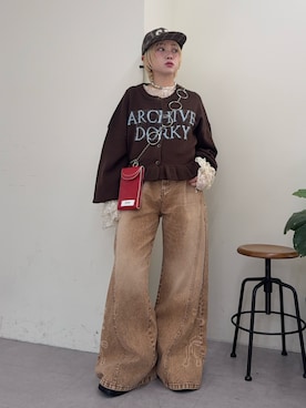 「おでかけコーデ」｜「アイテム（帽子）」を使った、カフェ店長aoiさん（レディース・147cm）の冬コーディネート