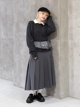 「アイテム（ボディバッグ/ウエストポーチ）」を使った、カフェ店長aoiさん（レディース・147cm）の秋コーディネート