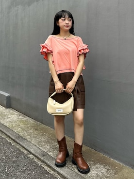 aoi♡カフェ店長さんの「【GRAIN/グレイン】バイカラーラップバッグ ＃Canary」を使ったコーディネート