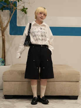 「アイテム（シャツ/ブラウス）」を使った、カフェ店長aoiさん（レディース・147cm）の秋コーディネート