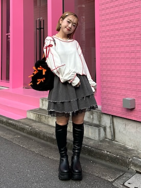 「HELLO.SANFRANCISCO（ハローサンフランシスコ）のアイテム」を使った、カフェ店長aoiさん（レディース・147cm）の秋コーディネート