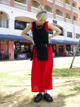 「TOGA(トーガ)のアイテム」を使った、カフェ店長aoiさん(レディース・147cm)の夏コーディネート
