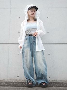 「VACANCY（ヴァカンシー）のアイテム（パンツ）」を使った、カフェ店長aoiさん（レディース・147cm）の秋コーディネート