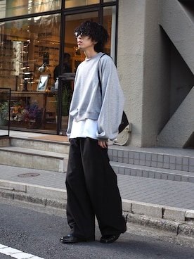 「Lui's（ルイス）のアイテム（スラックス）」を使った、クリワキタカヒロさん（メンズ・172cm）の冬コーディネート