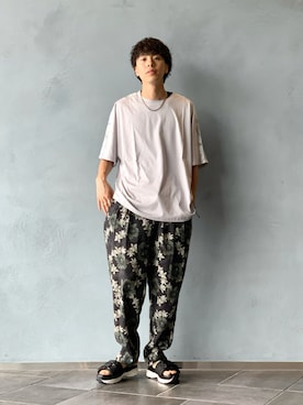 「Lui's（ルイス）のアイテム（サンダル）」を使った、クリワキタカヒロさん（メンズ・172cm）の夏コーディネート
