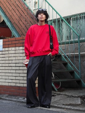 「アイテム（スウェット）」を使った、クリワキタカヒロさん（メンズ・172cm）の秋コーディネート
