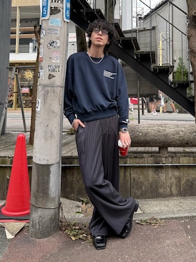 「アイテム（スウェット）」を使った、クリワキタカヒロさん（メンズ・172cm・20代）の秋コーディネート