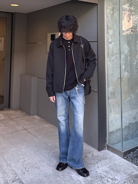 「Lui's（ルイス）のアイテム（ショルダーバッグ）」を使った、クリワキタカヒロさん（メンズ・172cm）の秋コーディネート