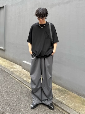 「Lui's（ルイス）のボストンタイプ#２ / カラーレンズサングラス (偏光・調光)（サングラス）」を使った、クリワキタカヒロさん（メンズ・172cm・20代）の夏コーディネート