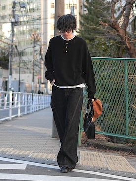 「Lui's（ルイス）のアイテム（パンツ）」を使った、クリワキタカヒロさん（メンズ・172cm）の春コーディネート