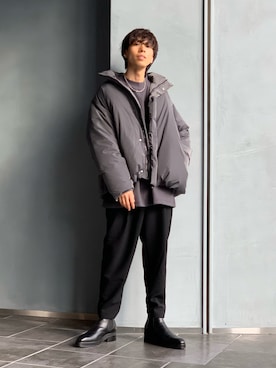 「Lui's（ルイス）のアイテム（ダウンジャケット/コート）」を使った、クリワキタカヒロさん（メンズ・172cm）の冬コーディネート