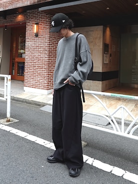 「アイテム（スラックス）」を使った、クリワキタカヒロさん（メンズ・172cm・20代）の秋コーディネート