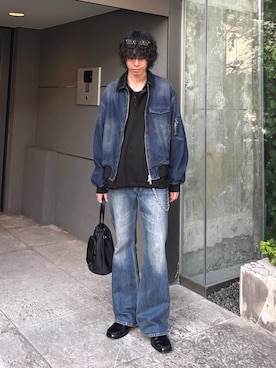 「Lui's（ルイス）のアイテム（ショルダーバッグ）」を使った、クリワキタカヒロさん（メンズ・172cm）の秋コーディネート