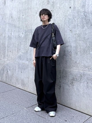 「Lui's(ルイス)の追加決定!ウェリントンカラーレンズサングラス 黒縁 メガネ(サングラス)」を使った、クリワキタカヒロさん(メンズ・172cm)の夏コーディネート