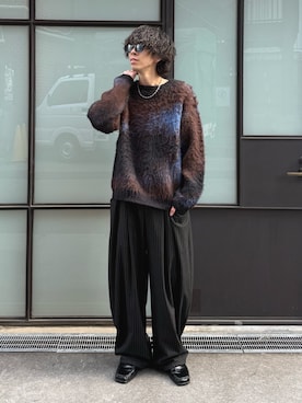 「Lui's（ルイス）のアイテム（スラックス）」を使った、クリワキタカヒロさん（メンズ・172cm）の冬コーディネート