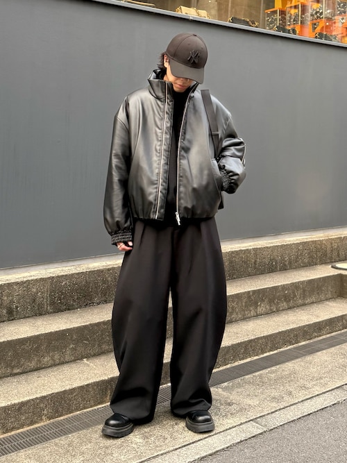 Neucon/ニューコン】レザーボリュームパッファースタンドブルゾン