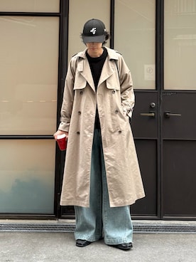 「アイテム（トレンチコート）」を使った、クリワキタカヒロさん（メンズ・172cm）の秋コーディネート