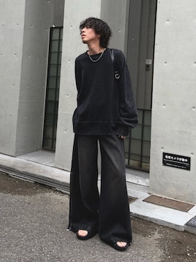 「アイテム（スウェット）」を使った、クリワキタカヒロさん（メンズ・172cm）の秋コーディネート