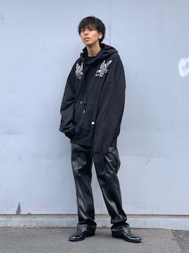 「FACETASM（ファセッタズム）のアイテム（パーカー）」を使った、クリワキタカヒロさん（メンズ・172cm）の秋コーディネート