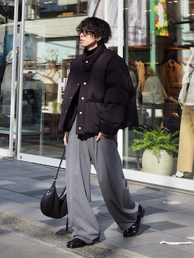 「アイテム（ダウンジャケット/コート）」を使った、クリワキタカヒロさん（メンズ・172cm・20代）の冬コーディネート
