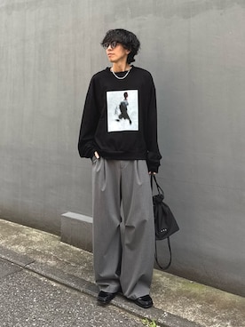 「Lui's（ルイス）のアイテム（スラックス）」を使った、クリワキタカヒロさん（メンズ・172cm）の春コーディネート