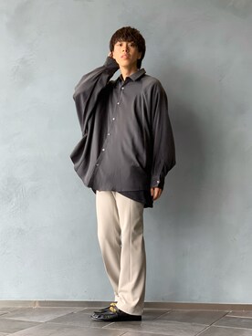 「Lui's（ルイス）のアイテム（ローファー）」を使った、クリワキタカヒロさん（メンズ・172cm）の秋コーディネート