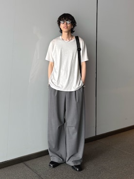 「Lui's（ルイス）のアイテム（スラックス）」を使った、クリワキタカヒロさん（メンズ・172cm）の春コーディネート