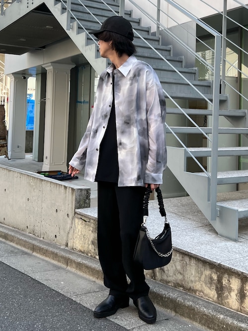 Lui's シンセティックレザーナイロンコンビハーフムーンバッグ シンセティックレザーナイロンコンビハーフムーンバッグ